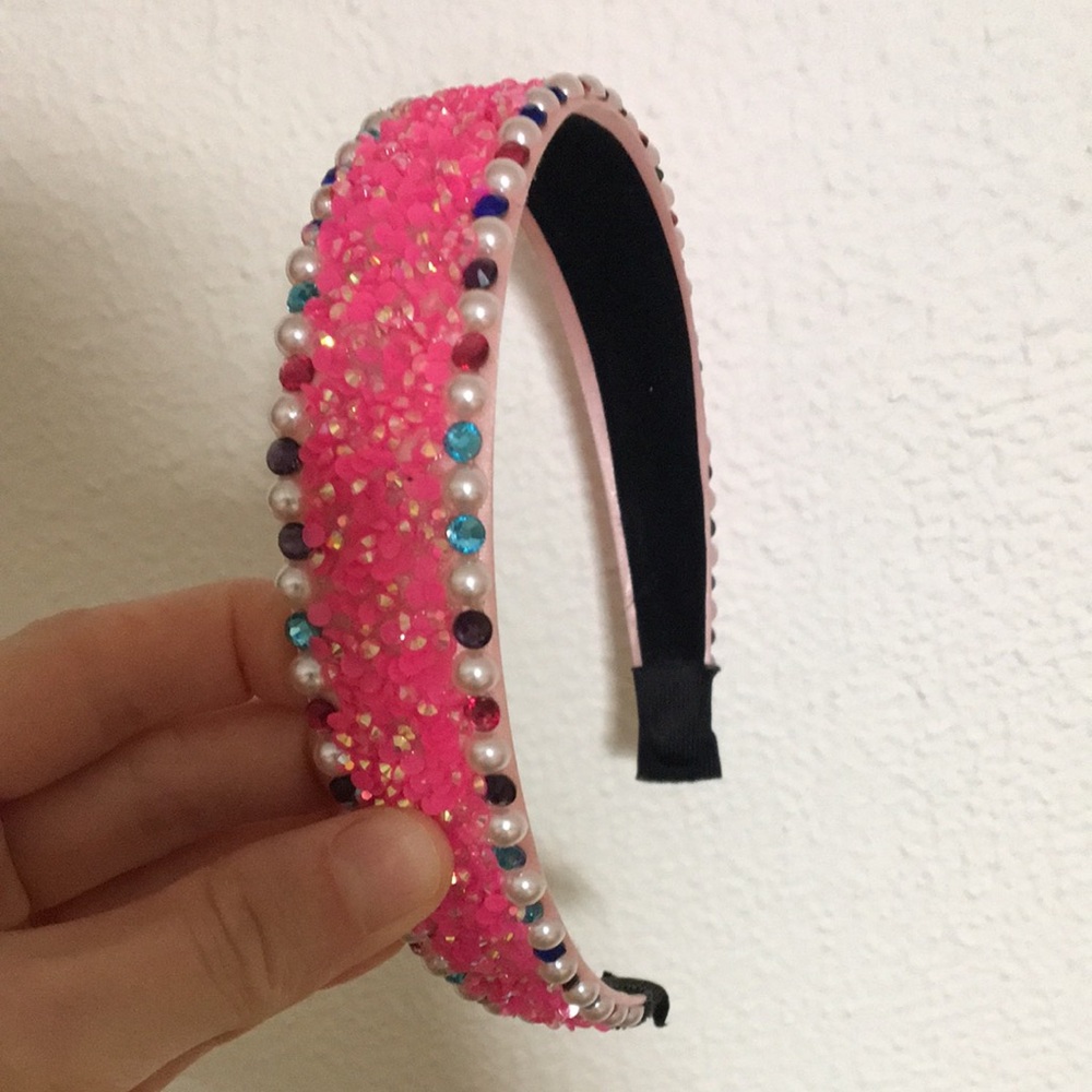 Sparkling Pink Beaded Kids Headband